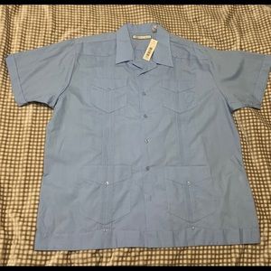 Men’s XL Monte Carlo Light Blue Guayabera Shirt